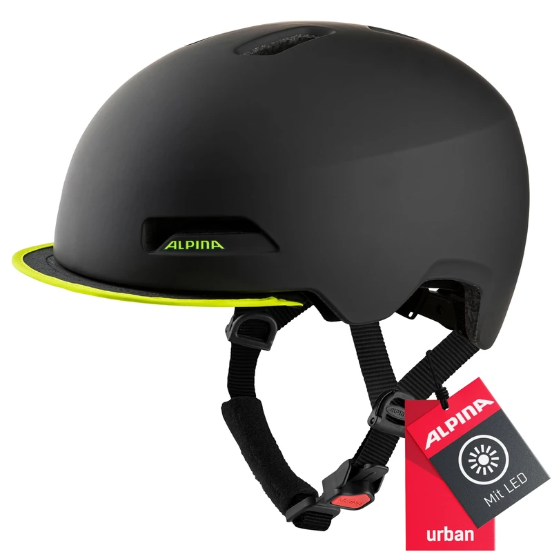 ALPINA Unisex - Adult, BROOKLYN cycling helmet, black-neon yellow matt, 57-61 cm