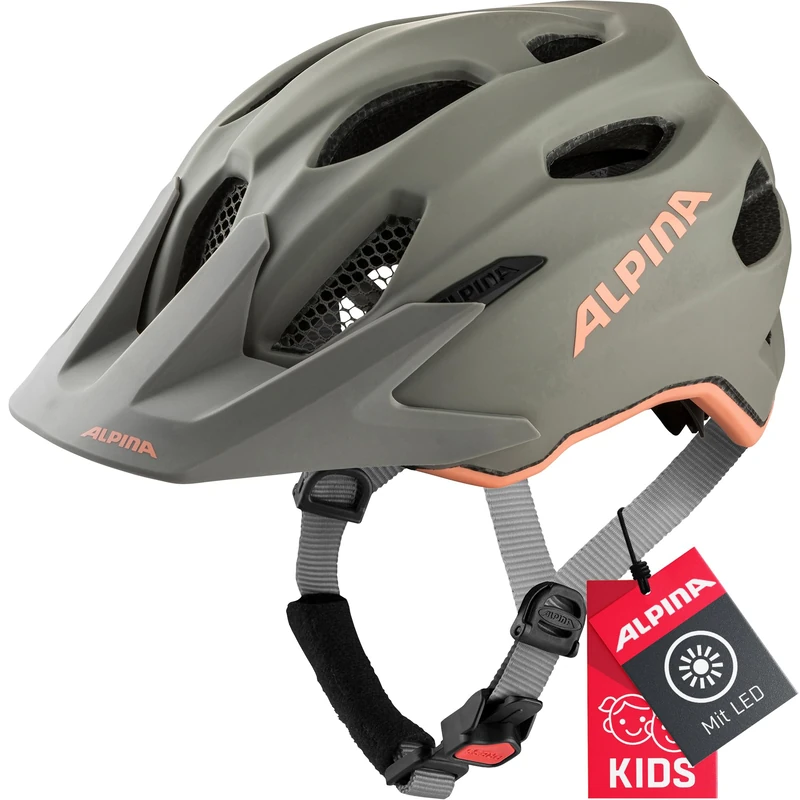 ALPINA Unisex - Children, CARAPAX JR. FLASH cycling helmet, moon-grey-peach matt, 51-56 cm