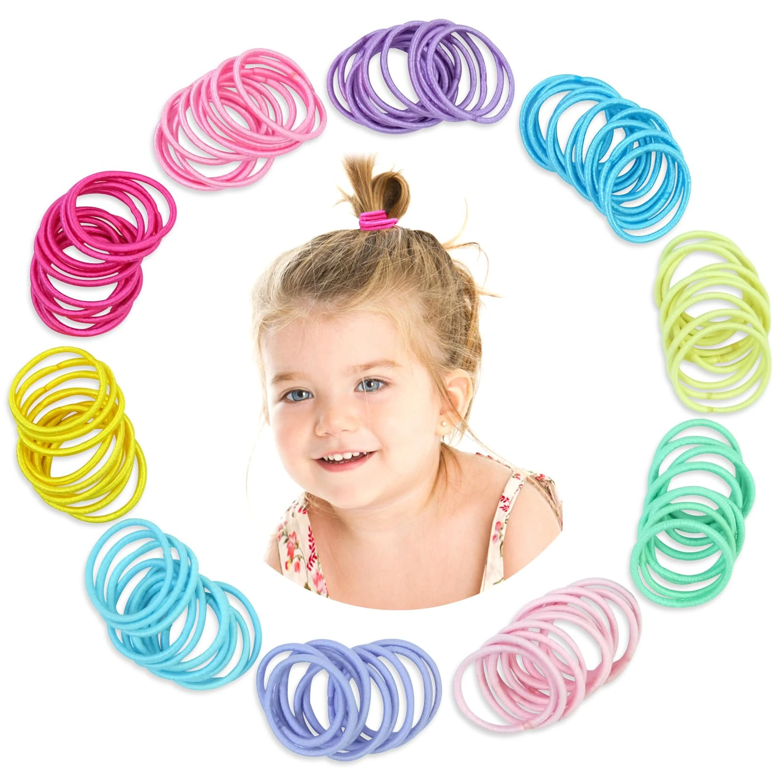 Hanyousheng Hair Bands, Hair Bobbles, Hair Ties, 320 Pcs Small Hair Bands, Multicolor Toddler Hair Bobbles, 10 Colors Hair Ties, Fine Hair Bobbles, 2.5 cm x 2mm Hair Band for Baby, Girls, Kids