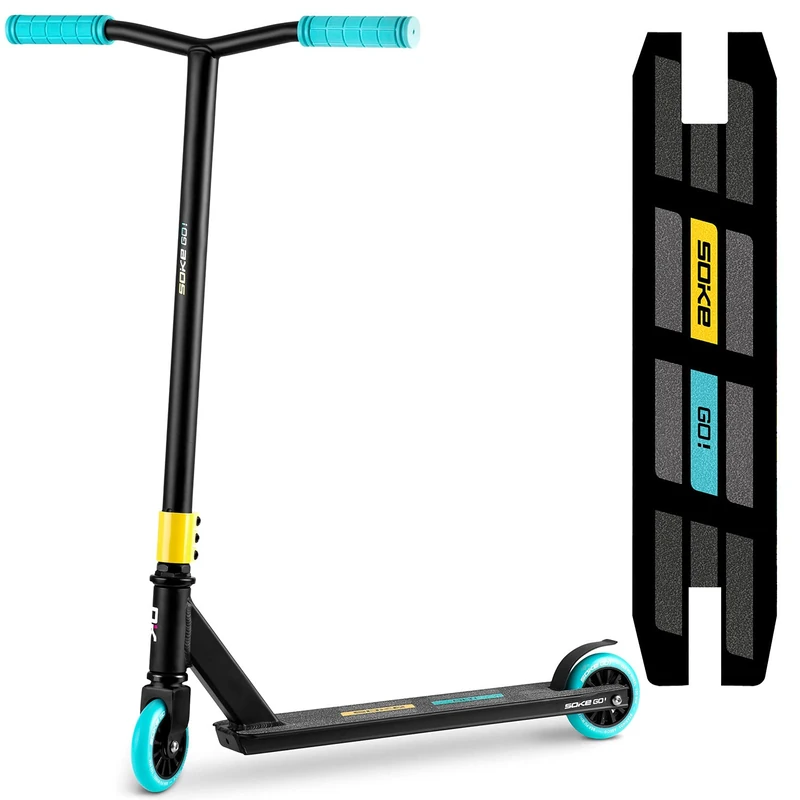 SOKE GO! Kick Scooter with ABEC 9 Ball Bearings Scooter Trick High Performance Scooter for Adults and Children Two Wheel Freestyle City Scooter 2 Wheels Load Capacity 100 kg (Black) - Image 1