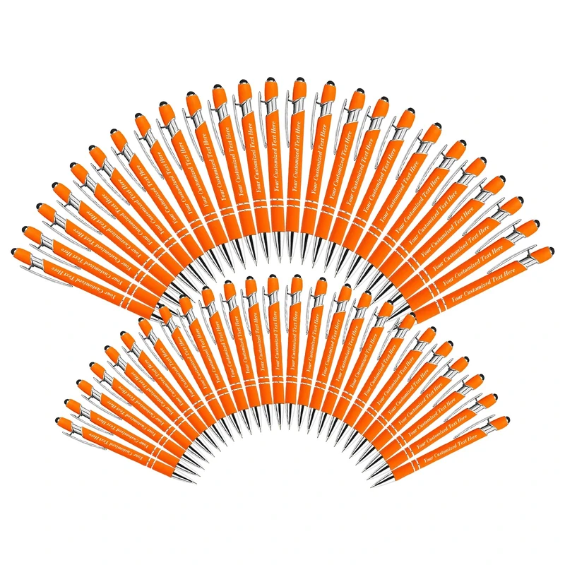 250 Pack Personalised Pens in Bulk with Stylus Tip - Custom Print with Name 0.5 mm Soft Touch Medium Ballpoint Pen-Free Personalization Black Ink for Office,School,Teacher,Graduation,Company,Christmas