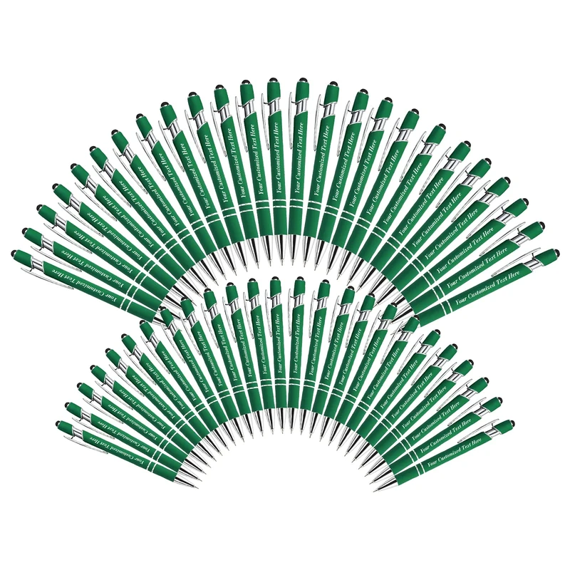 250 Pack Personalised Pens in Bulk with Stylus Tip - Custom Print with Name 0.5 mm Soft Touch Medium Ballpoint Pen-Free Personalization Black Ink for Office,School,Teacher,Graduation,Company,Christmas