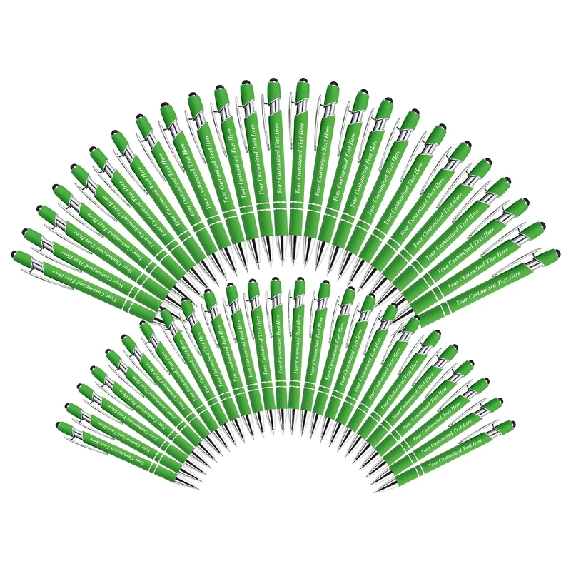 250 Pack Personalised Pens in Bulk with Stylus Tip - Custom Print with Name 0.5 mm Soft Touch Medium Ballpoint Pen-Free Personalization Black Ink for Office,School,Teacher,Graduation,Company,Christmas