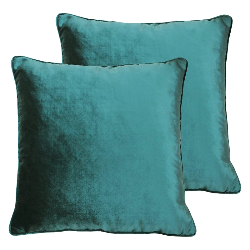 Paoletti Luxe Velvet Twin Pack Polyester Filled Cushions, Jadite, 55 x 55cm