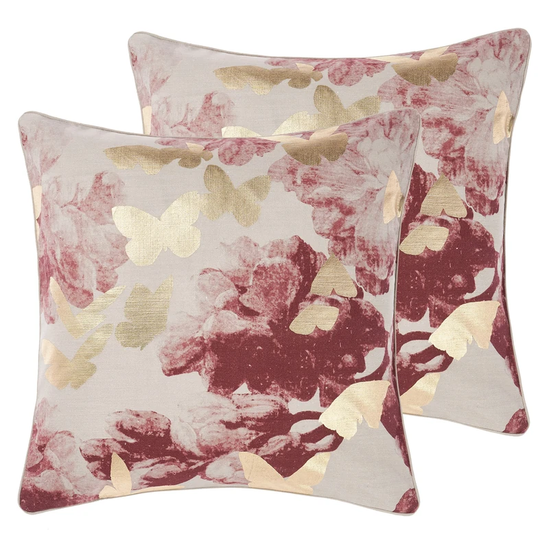 Linen House Floriane Twin Pack Polyester Filled Cushions, Multi, 48 x 48cm