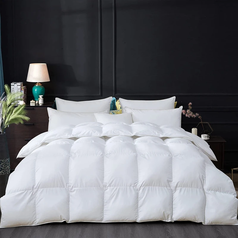Egyptian Bedding Luxury Goose Feather & Down Duvet Cal King Size Plain Design 108" x 96" - Premium Quality 100% Egyptian Cotton 75oz Fill Weight