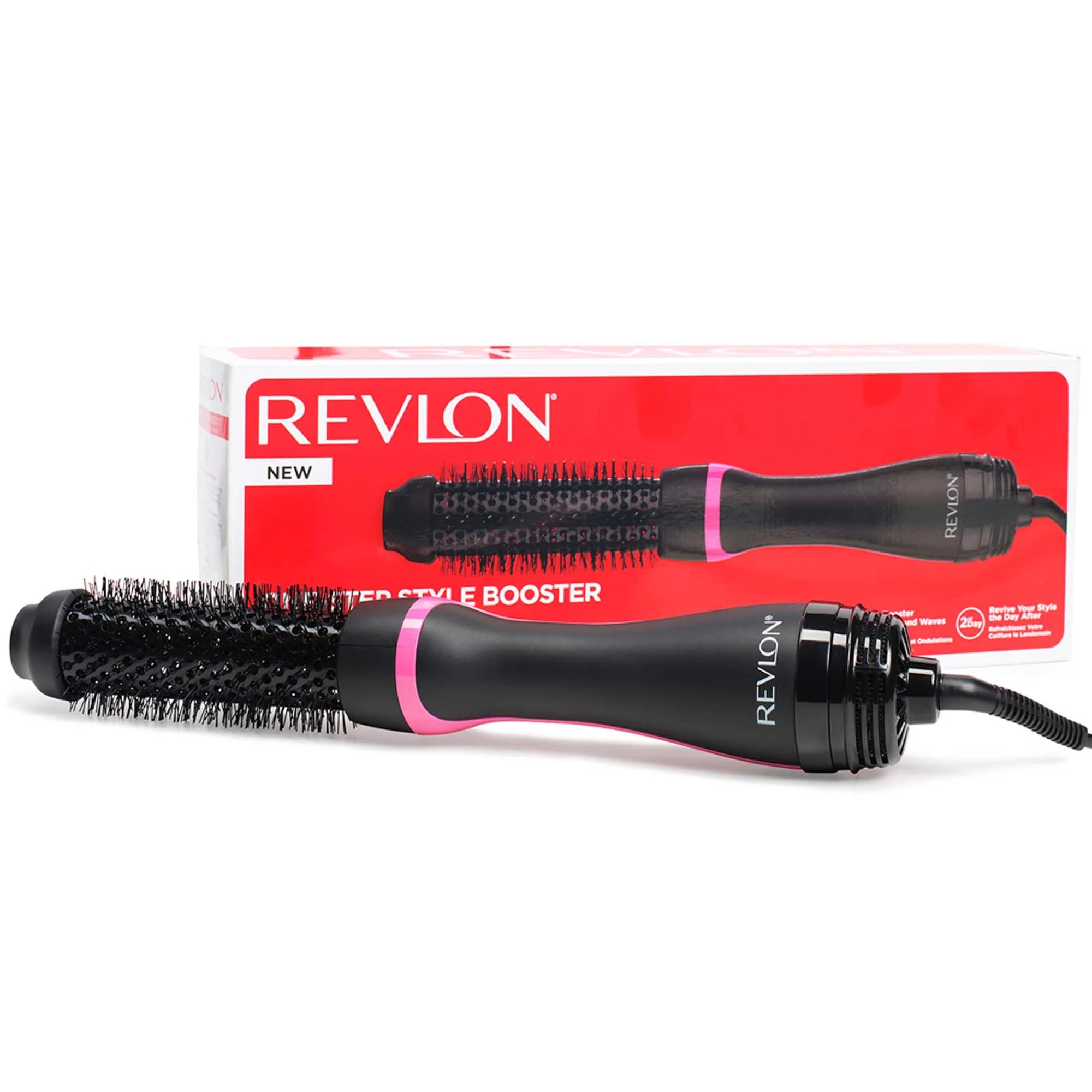 Revlon Hair Tools One-Step Style Booster - Round Brush Dryer & Styler, Round Brush- 38 mm (Thermal Bristles, Ceramic-Coated Barrel, Ionic + Ceramic Technology) RVDR5292UKE, Black