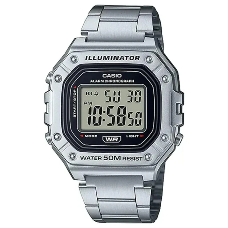Casio Men's Silver Digital Watch - Rectangular Resin Case - Image 1