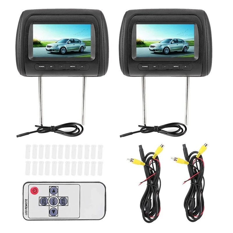 Car Headrest Player ABS 2pcs 7 in Wireless Control Adjustable Headrest LCD Video Player MP5 Display Black TScreen Size 7 in 16:9 800 x 480 x RGB Resolution 400 x 800