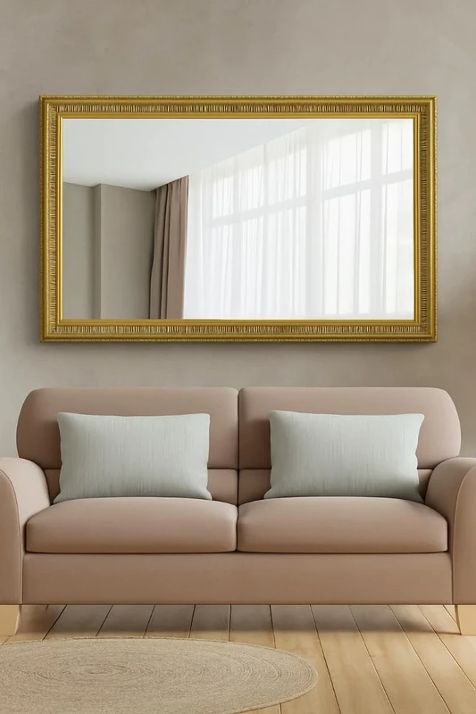 Large Gold Antique Style Wood Wall Mounted/Rectangle Mirror 5Ft7 X 3Ft7 171 x 111cm