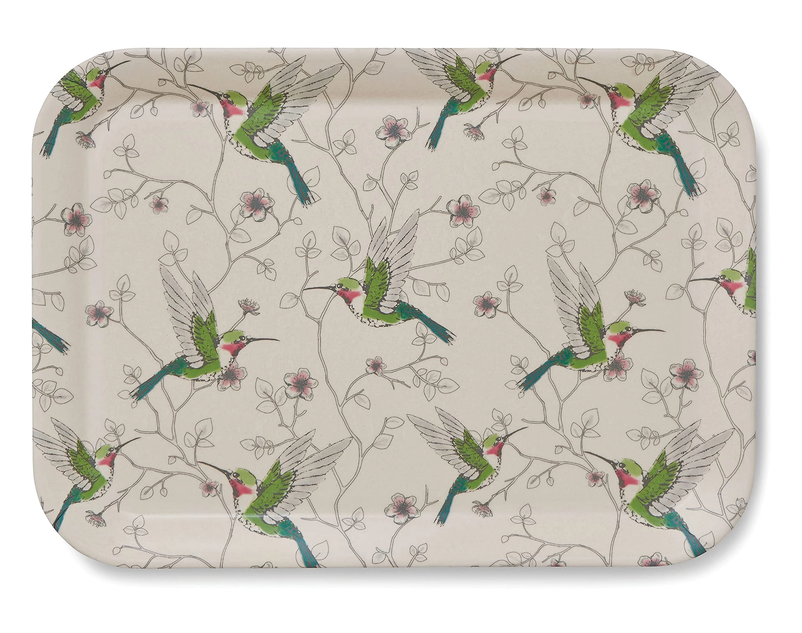 Cooksmart Hummingbird Bamboo Fibre Serving Tray (Large) | Eco-Friendly, Durable, and Lightweight Tray for Serving Meals, Snacks, and Drinks | Elegant Hummingbird Design for Indoor & Outdoor Use