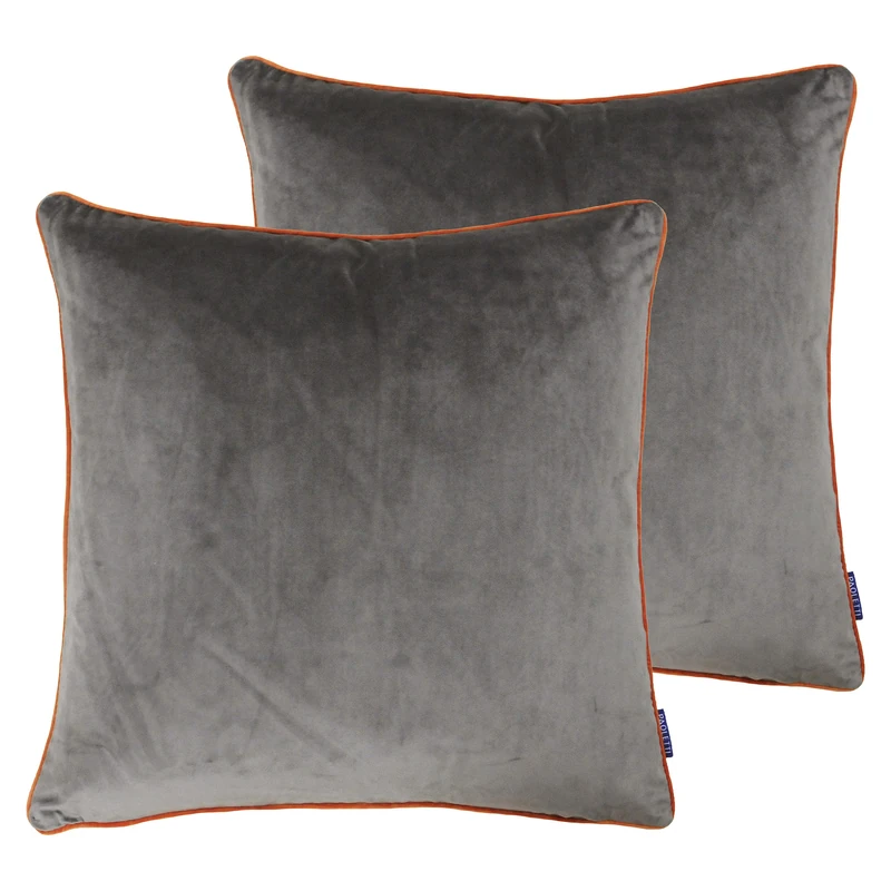 Paoletti Meridian Feather Filled Cushions (Twin Pack), Polyester, Mocha/Pumpkin