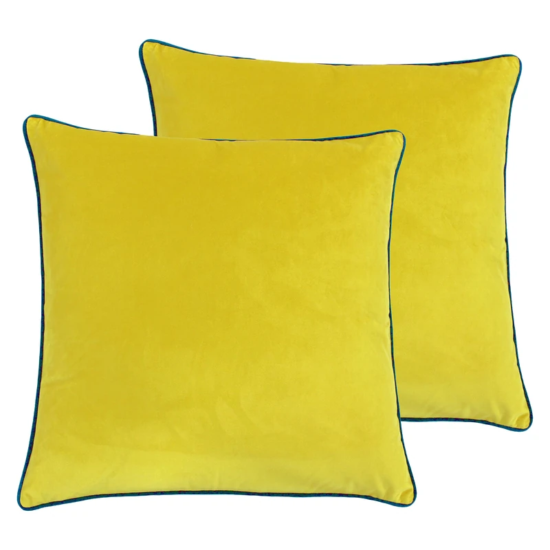 Paoletti Meridian Twin Pack Feather Filled Cushions, Polyester, Cylon/Teal, 55 x 55cm - Image 1
