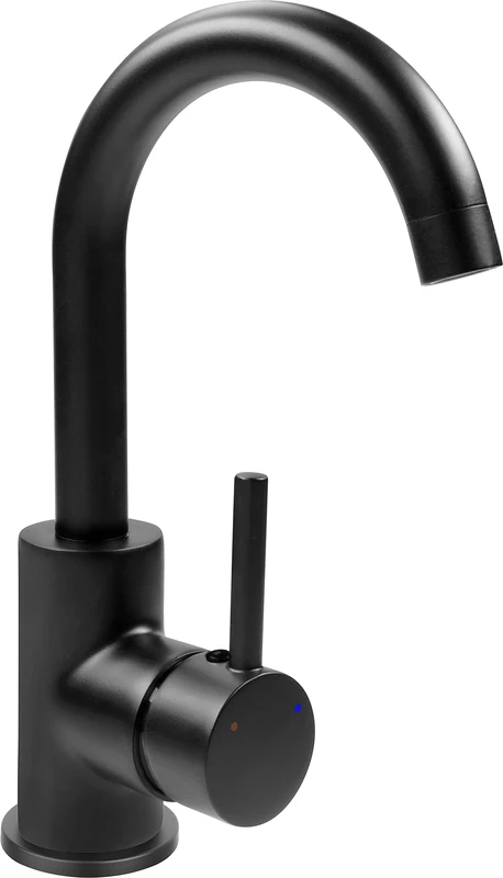 Cornat NERSH1 Black Edition Single Lever Basin Mixer Tap with Drain Valve for Bathroom Sink Fitting Matt Black Brass Body Effortless Shaft Attachment