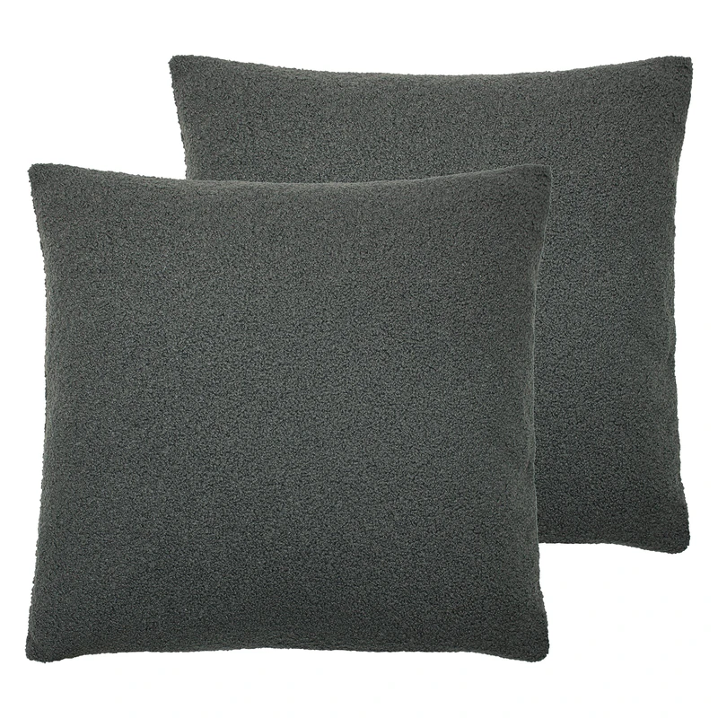 furn. Malham Polyester Filled Cushions (Twin Pack), Polyester, Granite