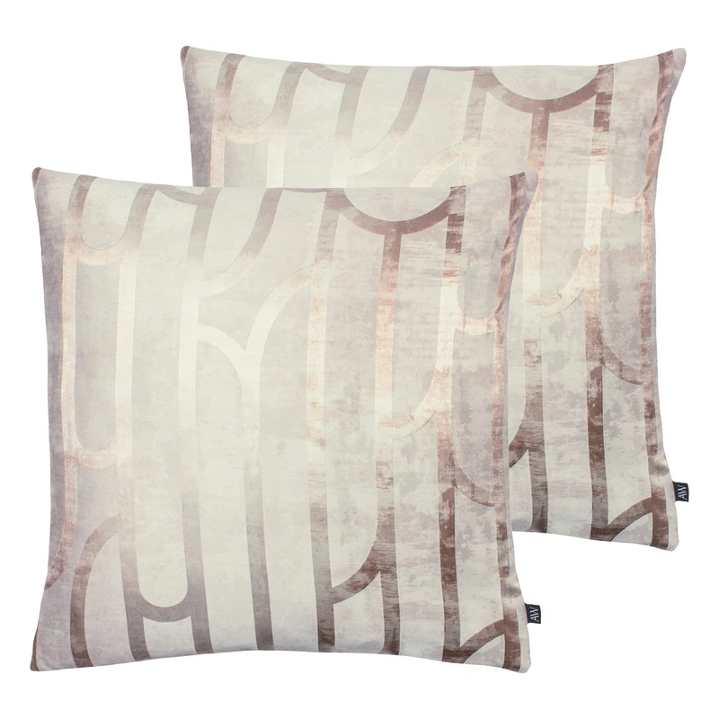Ashley Wilde Meyer Twin Pack Feather Filled Cushions, Quartz/Powder, 50 x 50cm