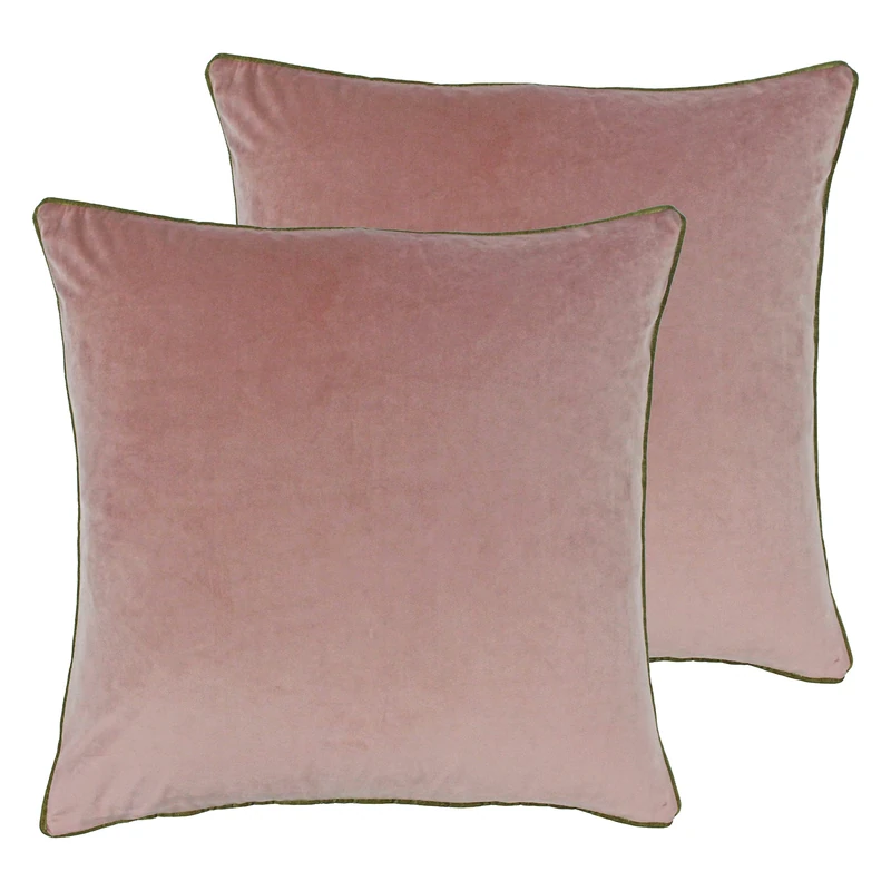 Paoletti Meridian Polyester Filled Cushions (Twin Pack), Polyester, Blush/Gold