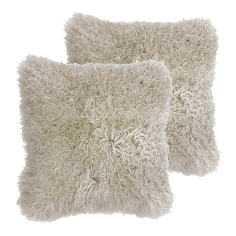 Riva Paoletti Mongolian Twin Pack Feather Filled Cushions, Oatmeal, 40 x 40cm - Image 1