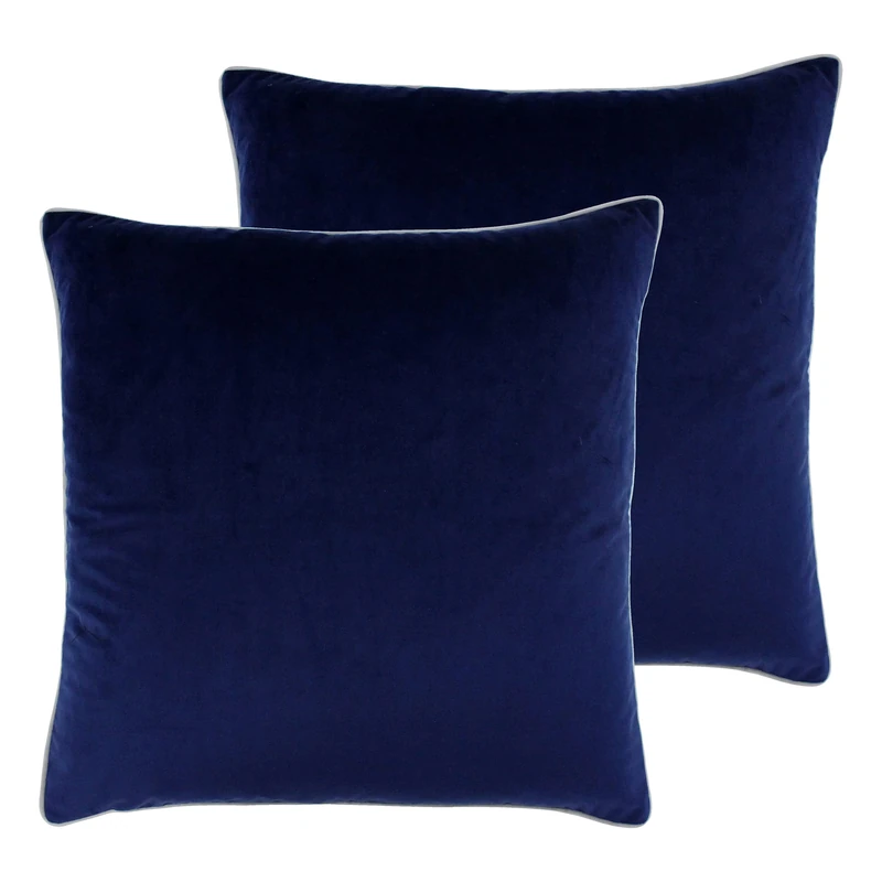 Paoletti Meridian Feather Filled Cushions (Twin Pack), Polyester, Navy/Silver - Image 1