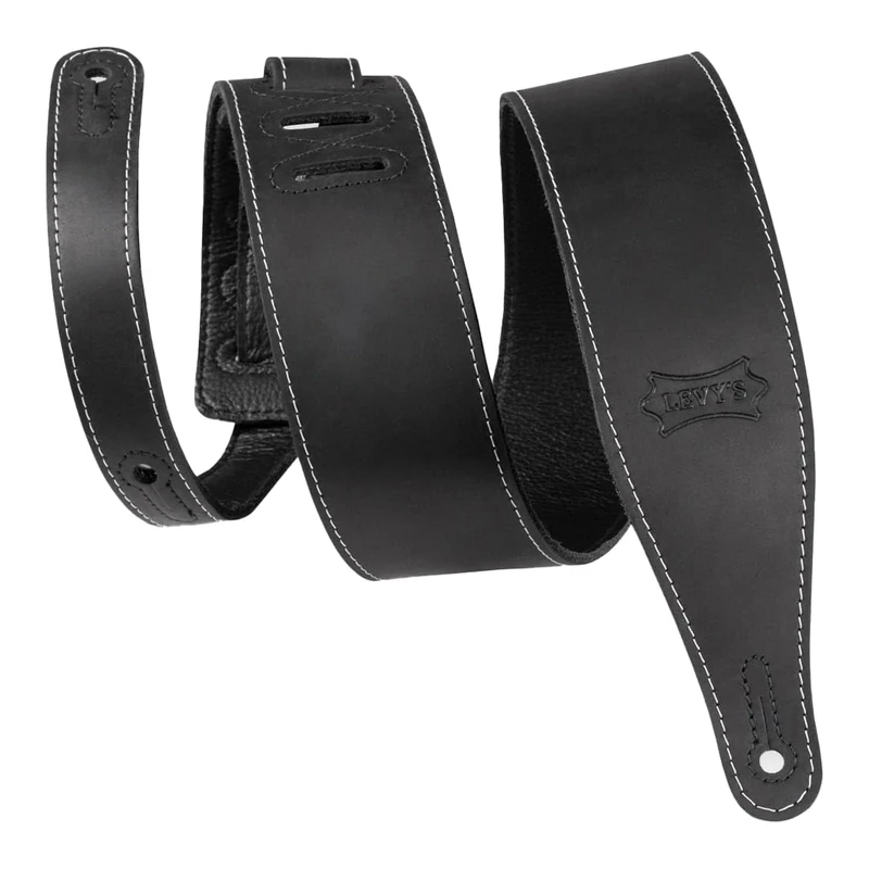 Levy's Like Butter Leather 2 1/2 inch Guitar Strap - Distressed Black