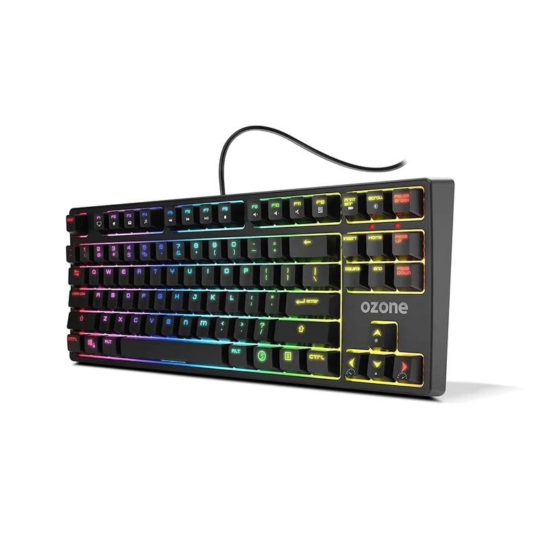 Ozone OZBATTLERYLSP Battle Royale SP Mechanical Gaming Keyboard TKL, Red Cherry MX Switches, RGB LED, G-Mode, Windows, IOS, Android, Linux, Black