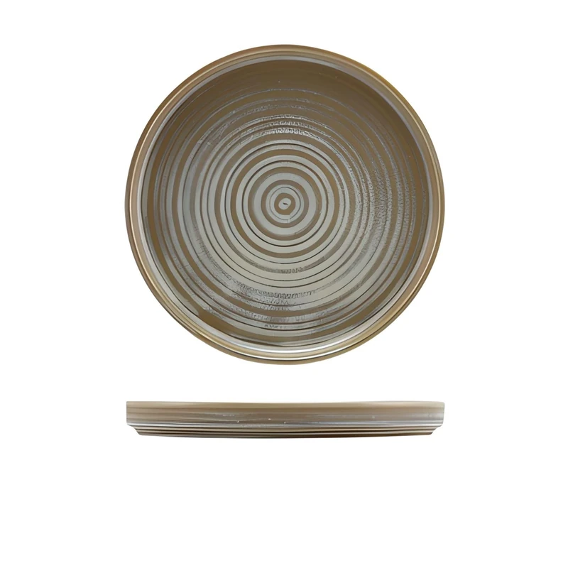 Genware Terra Porcelain Matt Grey Low Presentation Plate, 21cm, LP-PMG21, Pack of 6