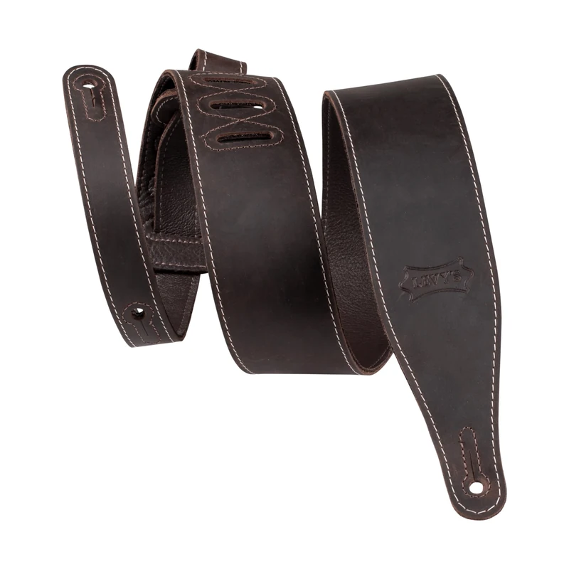 Levy's M17bas-dbr 2.5” Wide Butter-Leather Guitar Strap Dark Brown, One Size