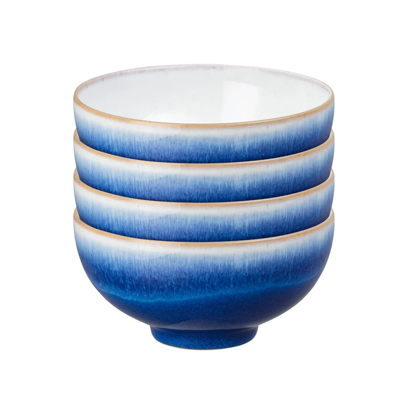Denby - Blue Haze Rice Bowls Set of 4 - Dishwasher Microwave Safe Crockery - Ceramic Stoneware Tableware
