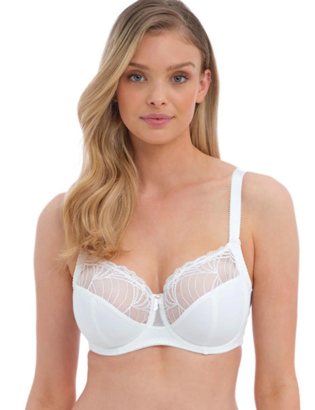 Fantasie Women's Adelle Underwire Side Support Bra Full Coverage, Sheer, White, 30DD