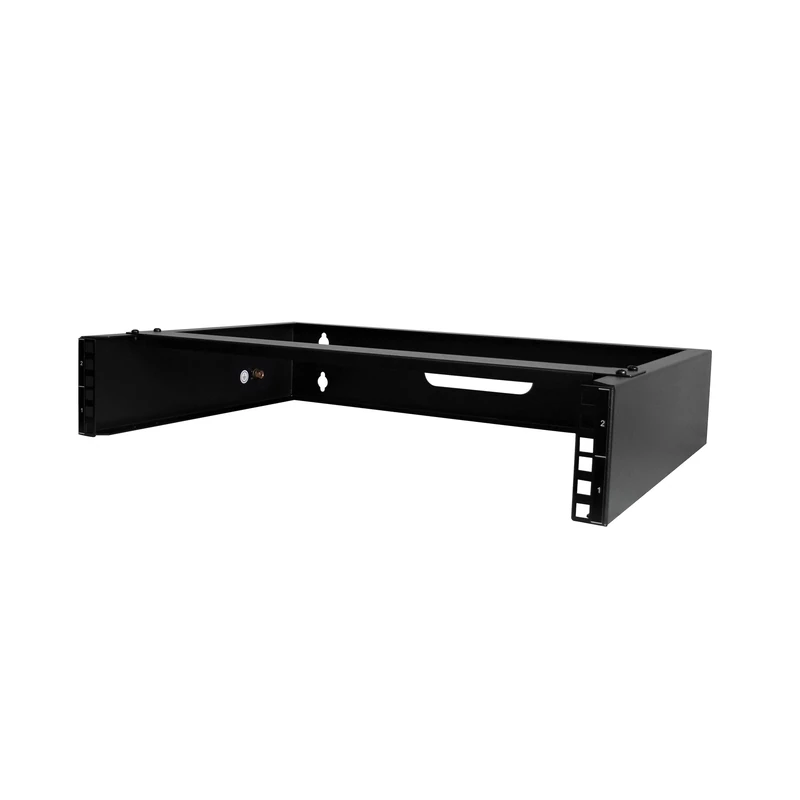 StarTech.com 2U Wall Mount Network Rack - 14 in Deep (Low Profile) - 19" Patch Panel Bracket for Shallow Server, IT Equipment, Network Switches - 77lbs/35kg Weight Capacity, Black (RACK-2U-14-BRACKET)