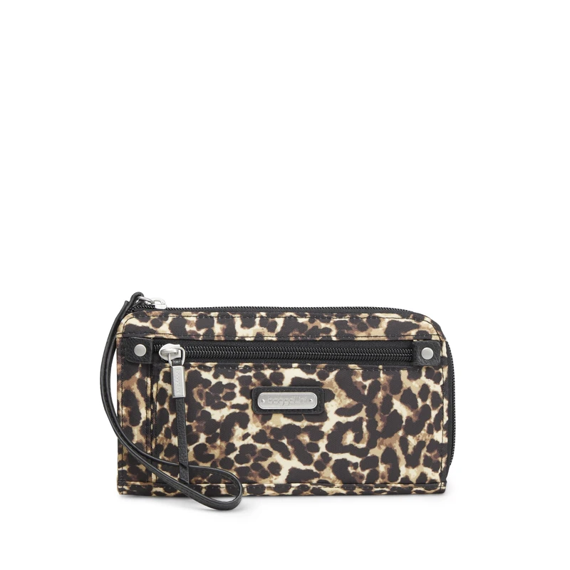 Baggallini Women's Zip Around Wallet, Wild Cheetah, Brown