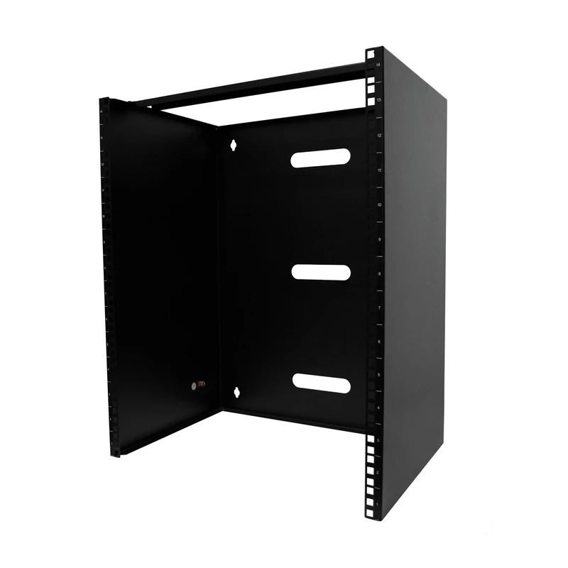 StarTech.com 14U Wall Mount Network Rack, 14 in Deep (Low Profile), 19" Patch Panel Bracket for Shallow Server, IT Equipment, Network Switches, 77lbs/35kg Weight Capacity, Black (RACK-14U-14-BRACKET)