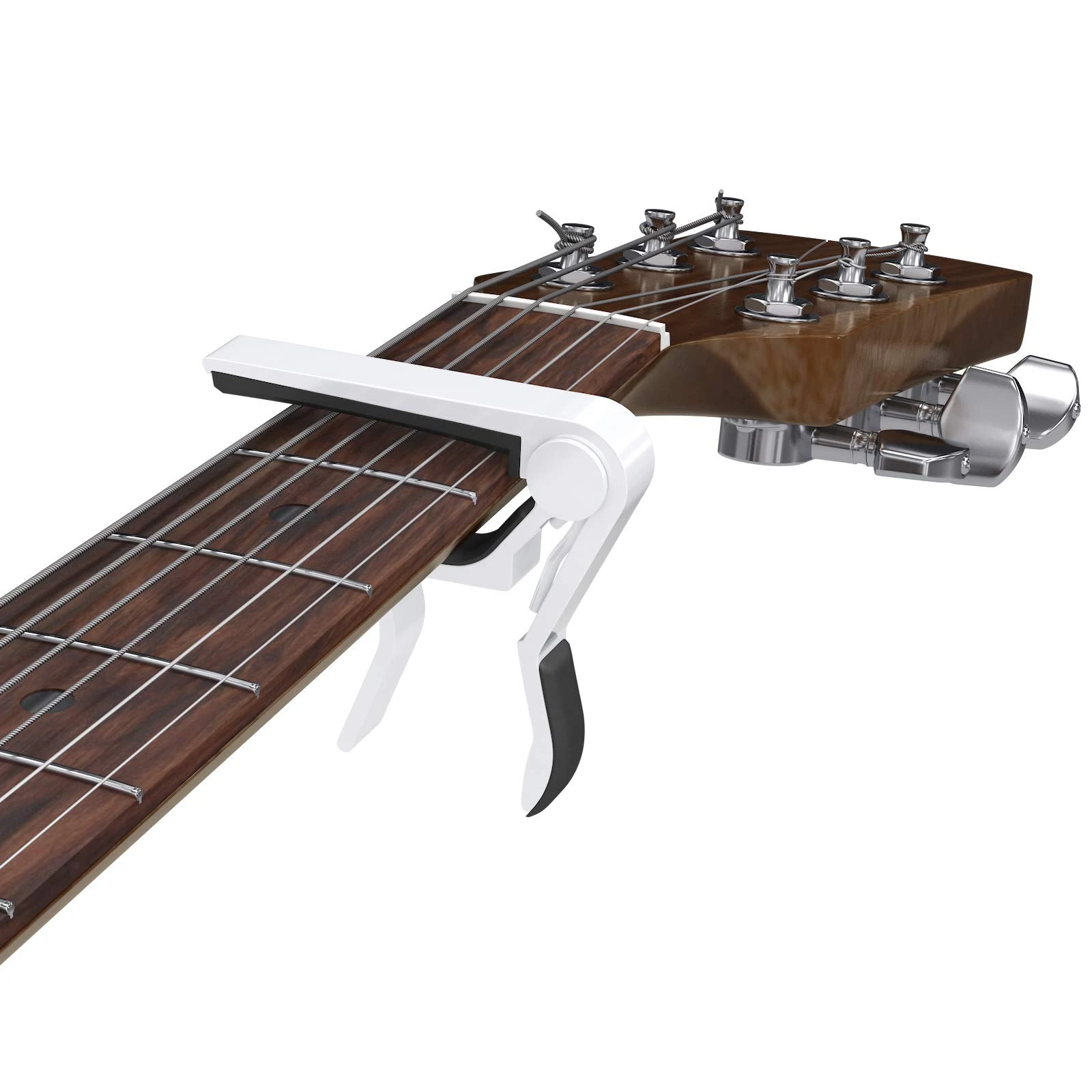 Quick Change Capo for 6-String Acoustic, Electric, Classical Guitar & Ukulele - White