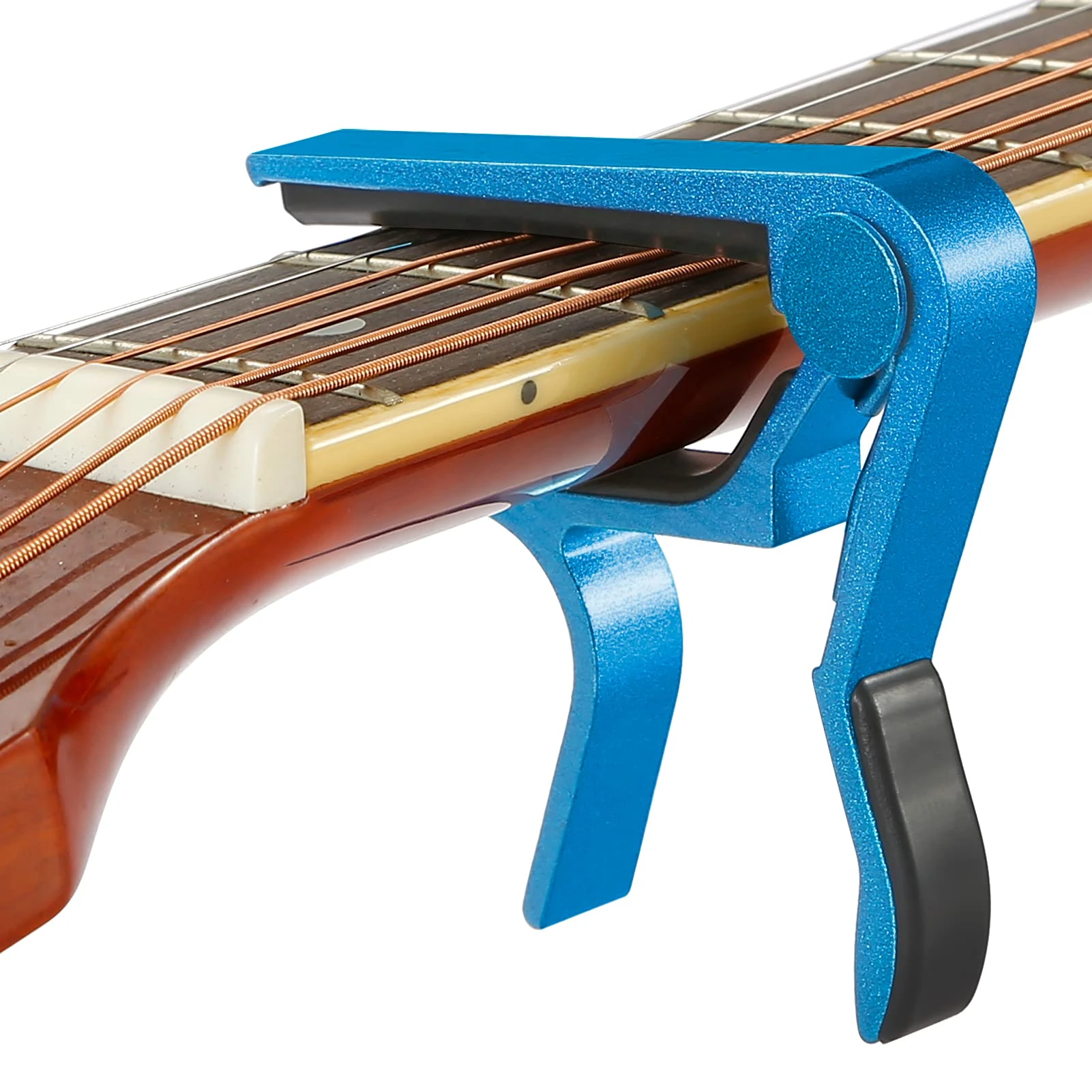 Quick Change Capo for 6-String Acoustic & Electric Guitars, Classical Guitar & Ukulele - Blue