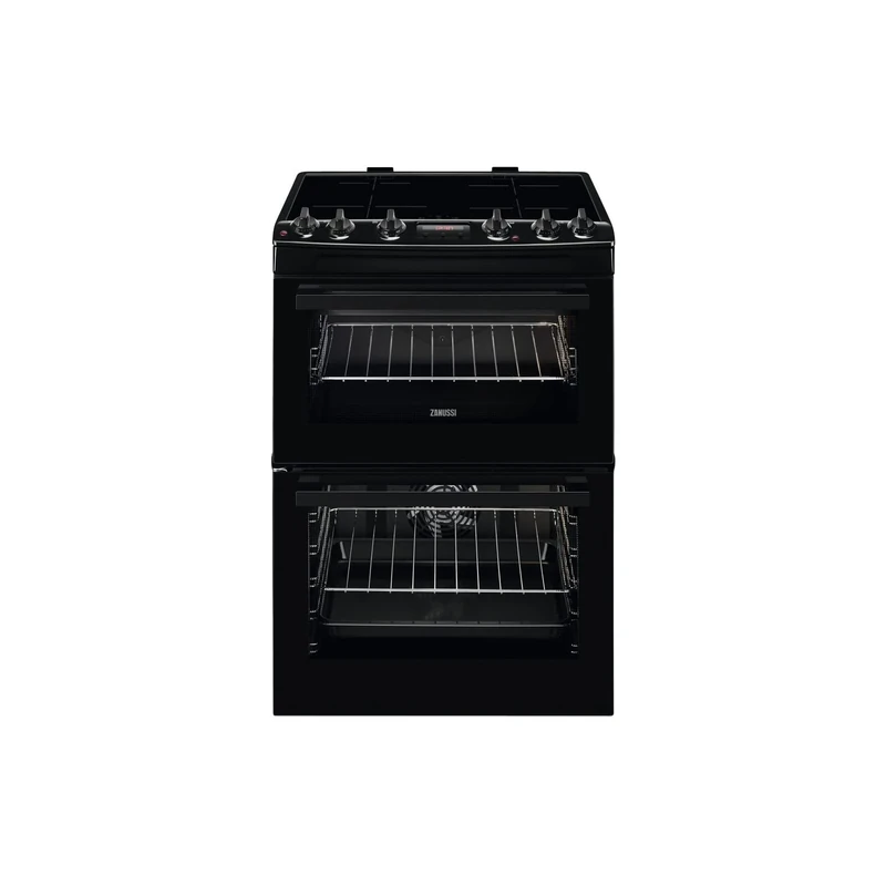 Zanussi 60cm Double Oven Induction Electric Cooker with Catalytic Liners - Black