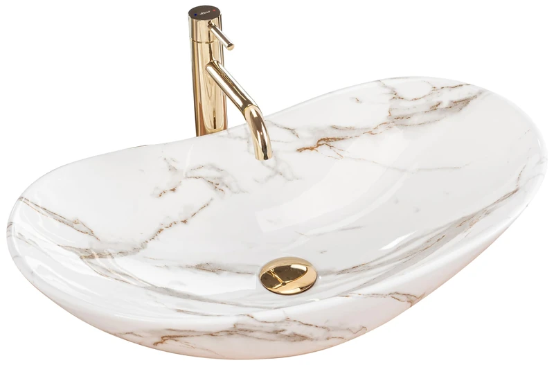Rea Bathroom Sink Made of Ceramic Royal Lava - Stone Imitation - REA-U8597