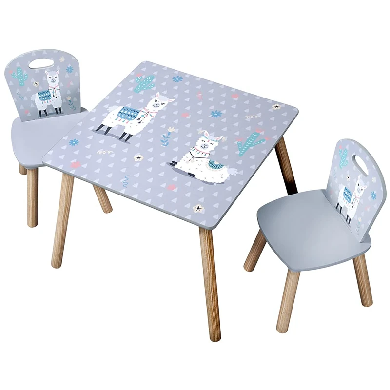 Kesper Children's Table with 2 Chairs Fibreboard Dimensions 55 x 55 x 45 cm Alpaca Design Grey 17702 13 - Image 1