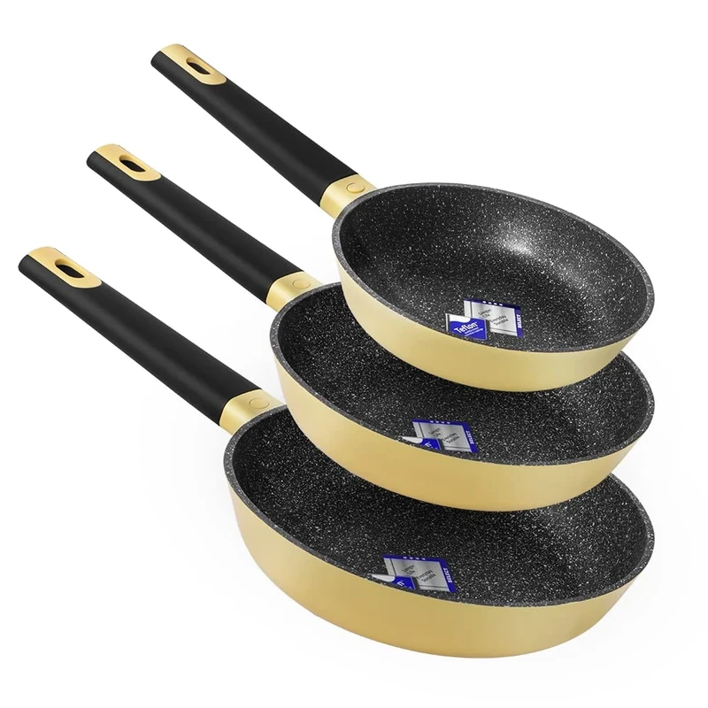 Cecotec Frying Pan Set Polka Platinum 20-24-28 Bucket Set Thunder (Experience Collection | Yellow, 18-22 - 26 cm) - Image 1