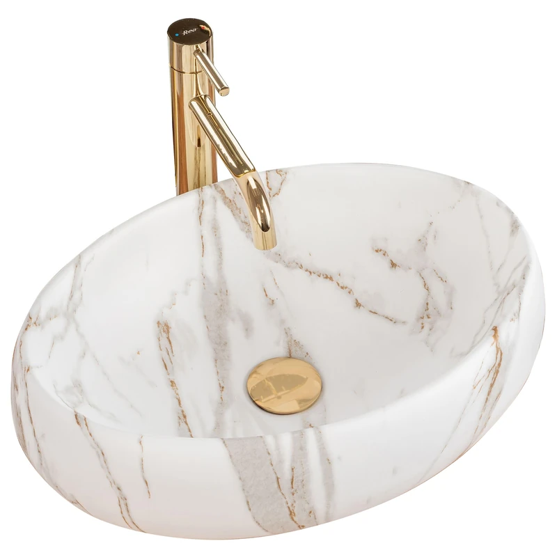 Rea REA-U8568 Bathroom Sink Made of Ceramic Matt-Stone imitation-REA-U8568, Linda Lava Mat 33 X 48 Cm