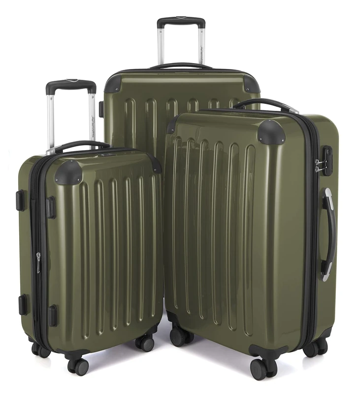 Hauptstadtkoffer - Alex - Set of 3 suitcases, Travel suitcases, Trolley, Rigid Luggage, Travel Set, TSA, 4 Double Wheels (S, M & L), Avocado