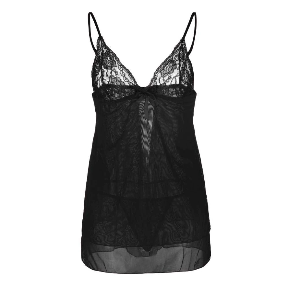 KSDFIUHAG Petite-Size Chemises & Negligees Women Lacey Lingerie Porno Nightdress Bowknot Backless Transparent Eroticy Underwear Baby Costume-Black_M