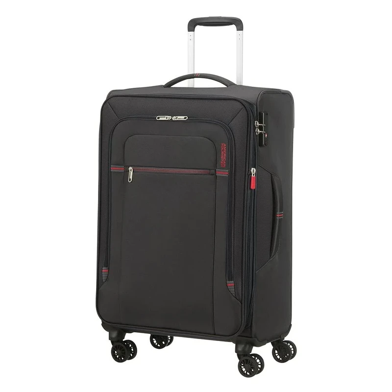 American Tourister Crosstrack - Spinner M, Expandable Case, 67 cm, 71.5/77 L, Grey/Red