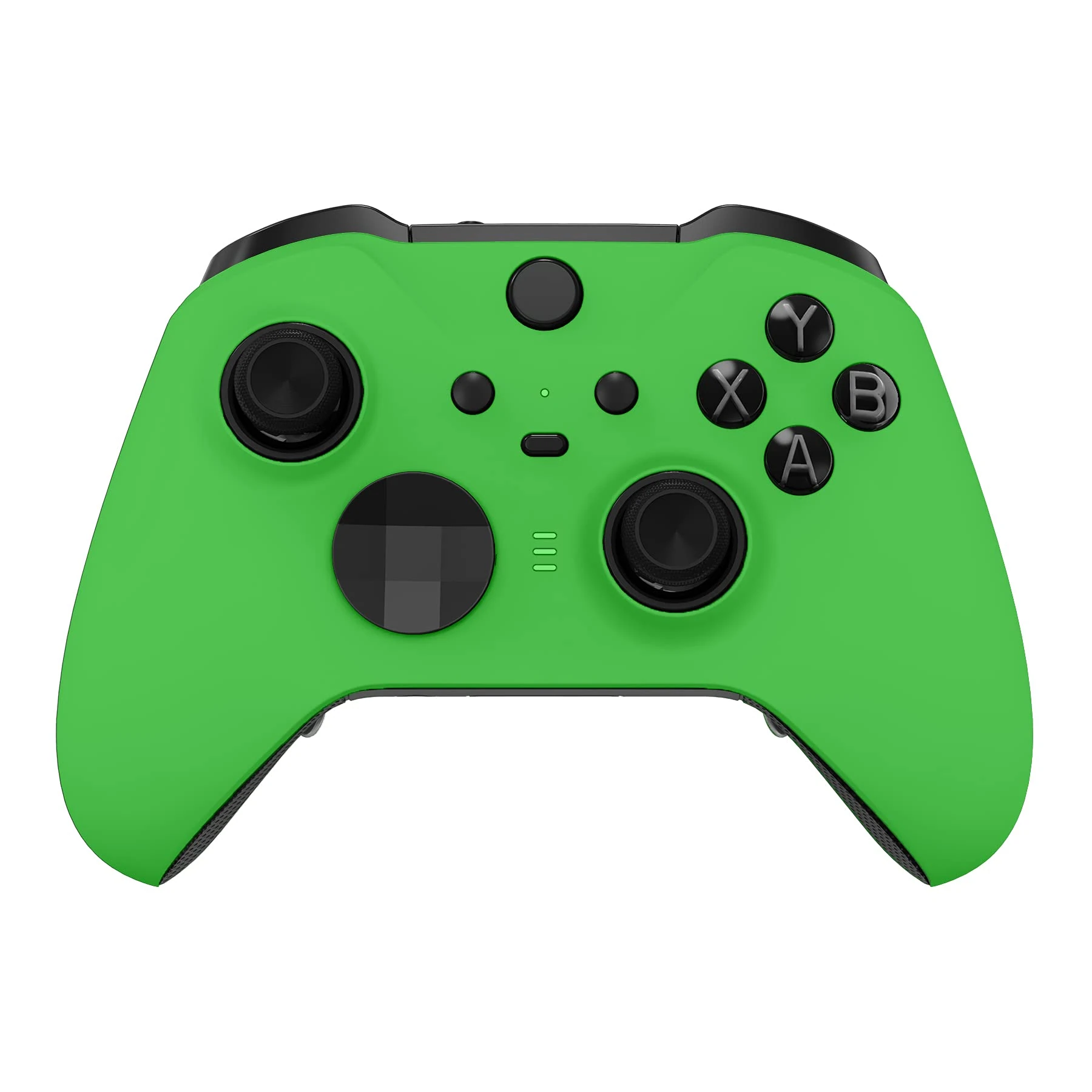 eXtremeRate Green Soft Touch Grip Faceplate Cover, Front Housing Shell Case Replacement Kit for Xbox One Elite Series 2 Controller Model 1797 - Thumbstick Accent Rings Included