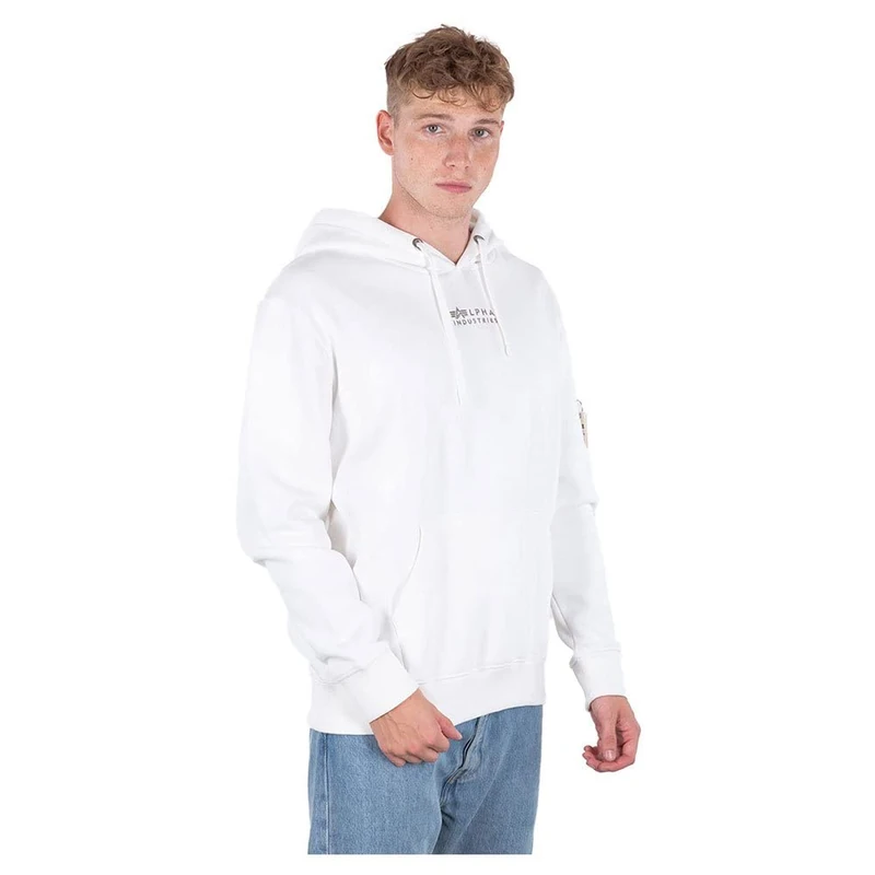 Alpha Industries Organics EMB Mens Hooded Sweat Organic White