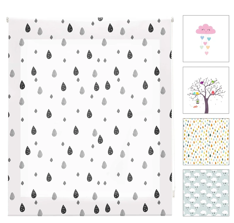 Blindecor Children's Digital | Translucent Roller Blind with Digital Print | Drops Model | 150 x 180 cm (W x H). Fabric Size 147 x 175 cm | Window Blinds