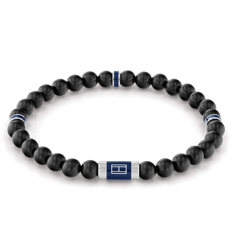 Tommy Hilfiger Jewelry Men's Wood Beaded Bracelet Black - 2790323