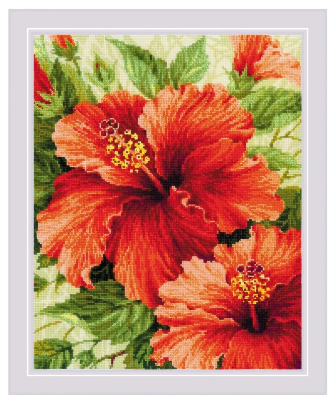 RIOLIS Counted Cross Stitch Kit 15.75 x 19.75 inches Hibiscus (10 Count)