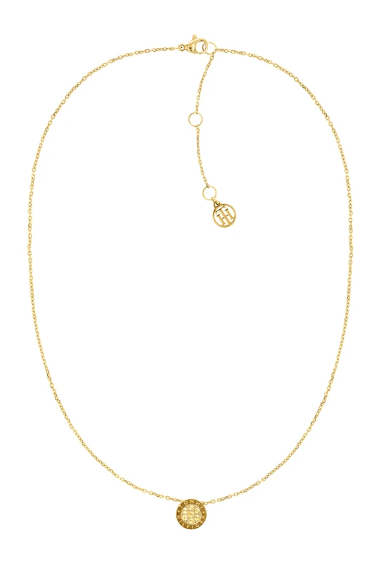 Tommy Hilfiger Jewelry Women's Yellow Gold Pendant Necklace Embellished with Crystals - 2780569