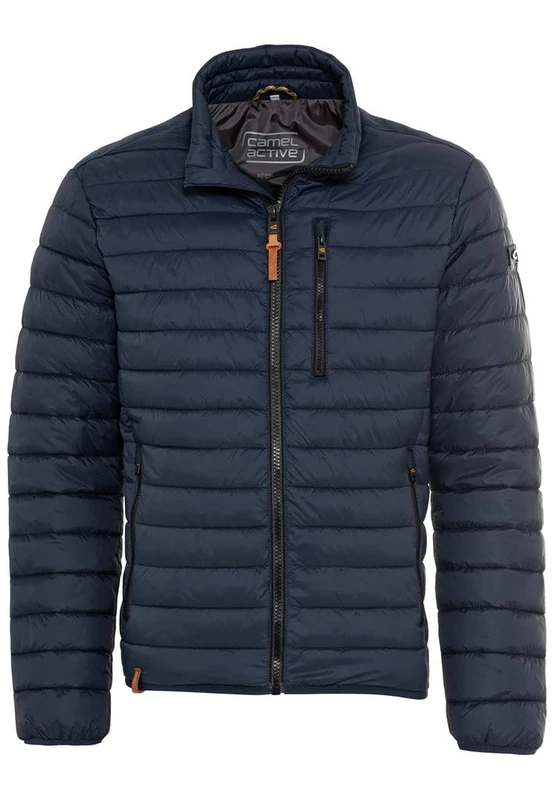 camel active Herren leichte Steppjacke ohne Kapuze, Blau, 62