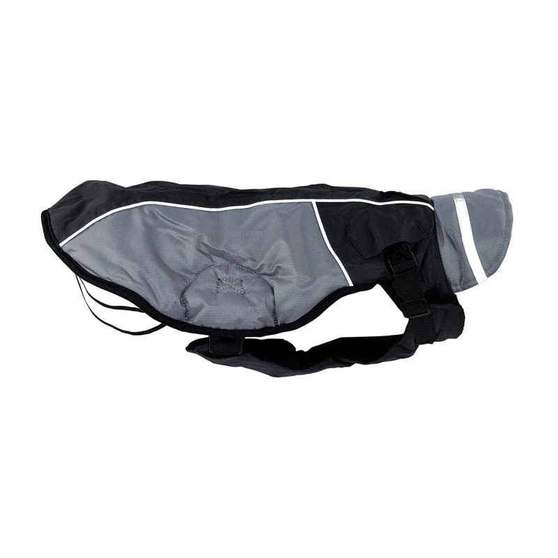 JEGGO High Heat Cold-Resistant Winter Dog Coat with Soft Fleece Lining, Waterproof and Windproof, Optimal Fit, with Zip Open Both Sides, 65 cm, Ash Grey